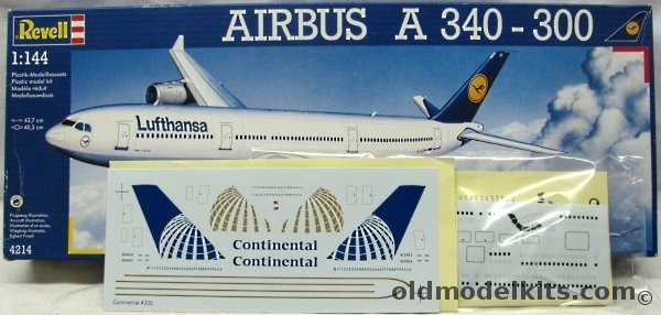 Revell 1/144 Airbus A340-300  Four Engine Airliner - Lufthansa - With ATP Continental Decals and ATP Window Decals, 4214 plastic model kit